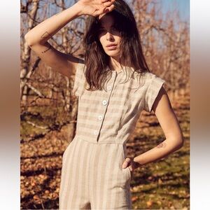 Christy Dawn Phoebe Jumpsuit in Ecru Stripe - S